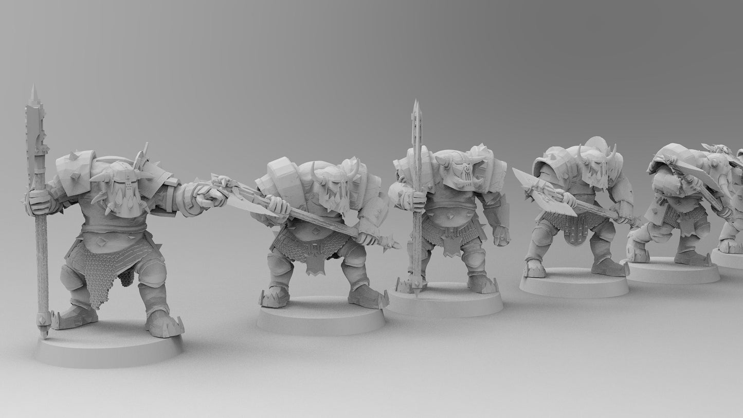 Black-Armored Orcs - Great Axes | Gitz and Gobbos | Resin 3D Printed Miniatures | EmanG | Table Top Gaming | RPG | D&D | Pathfinder