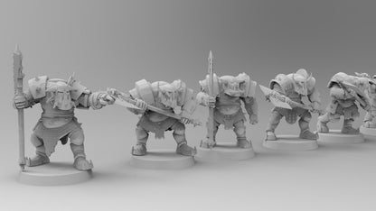 Black-Armored Orcs - Great Axes | Gitz and Gobbos | Resin 3D Printed Miniatures | EmanG | Table Top Gaming | RPG | D&D | Pathfinder