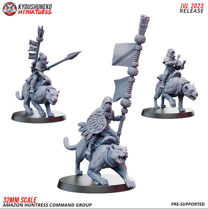 Panther Huntresses with Spears | Amazons | Resin 3D Printed Miniatures | Kyoushuneko | Table Top Gaming | RPG | D&D