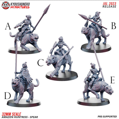 Panther Huntresses with Spears | Amazons | Resin 3D Printed Miniatures | Kyoushuneko | Table Top Gaming | RPG | D&D