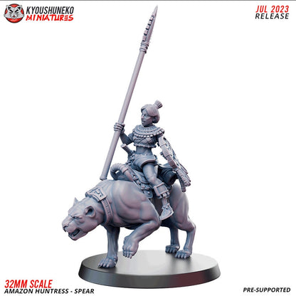 Panther Huntresses with Spears | Amazons | Resin 3D Printed Miniatures | Kyoushuneko | Table Top Gaming | RPG | D&D