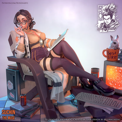 Doctor Suchin | Muse Pinups | Clothed or Nude | Resin 3D Printed Pinup | Ronin Arts Workshop