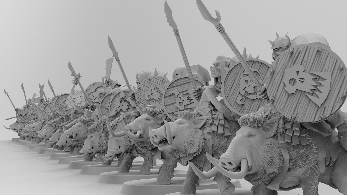 Orc Boar Cavalry | Greenskins | Resin 3D Printed Miniatures | EmanG | Table Top Gaming | RPG | D&D | Pathfinder