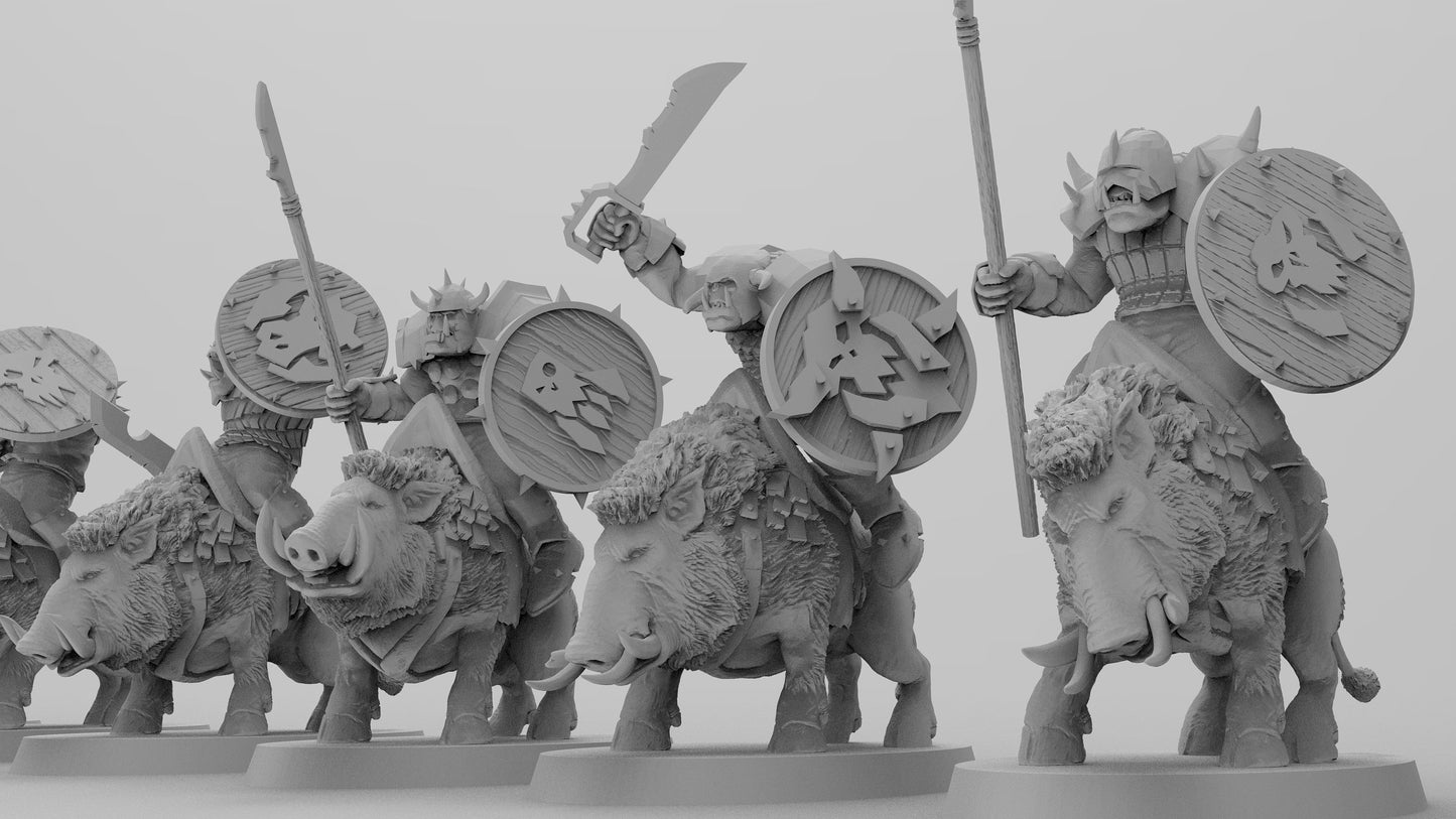 Orc Boar Cavalry | Greenskins | Resin 3D Printed Miniatures | EmanG | Table Top Gaming | RPG | D&D | Pathfinder