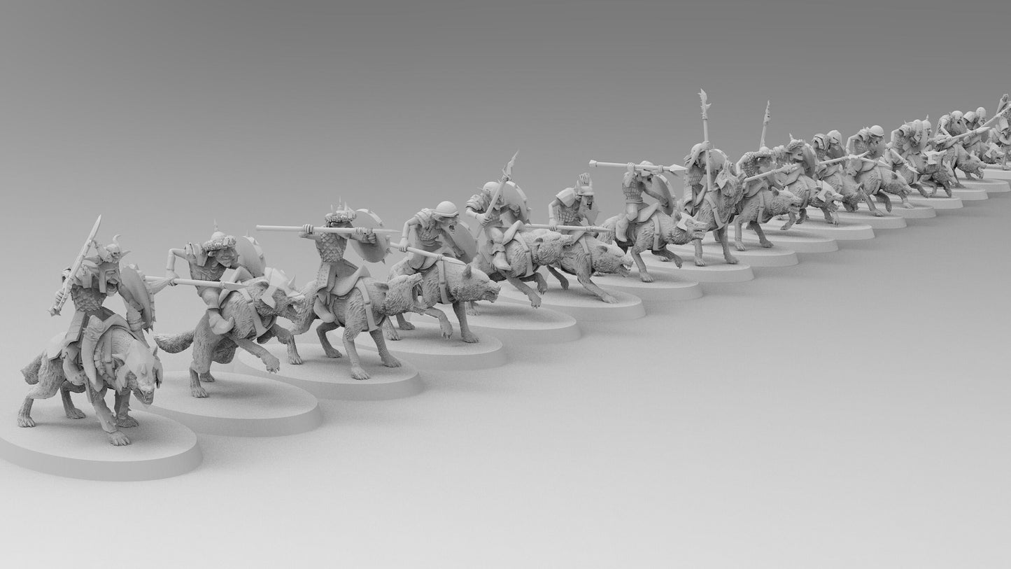 Goblin Wolf Cavalry | Greenskins | Resin 3D Printed Miniatures | EmanG | Table Top Gaming | RPG | D&D | Pathfinder