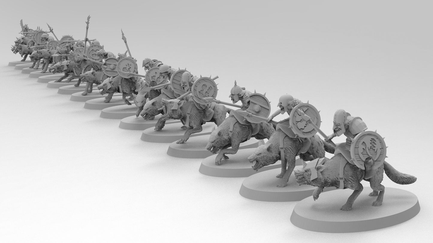 Goblin Wolf Cavalry | Greenskins | Resin 3D Printed Miniatures | EmanG | Table Top Gaming | RPG | D&D | Pathfinder