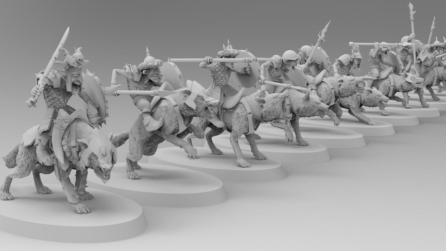 Goblin Wolf Cavalry | Greenskins | Resin 3D Printed Miniatures | EmanG | Table Top Gaming | RPG | D&D | Pathfinder