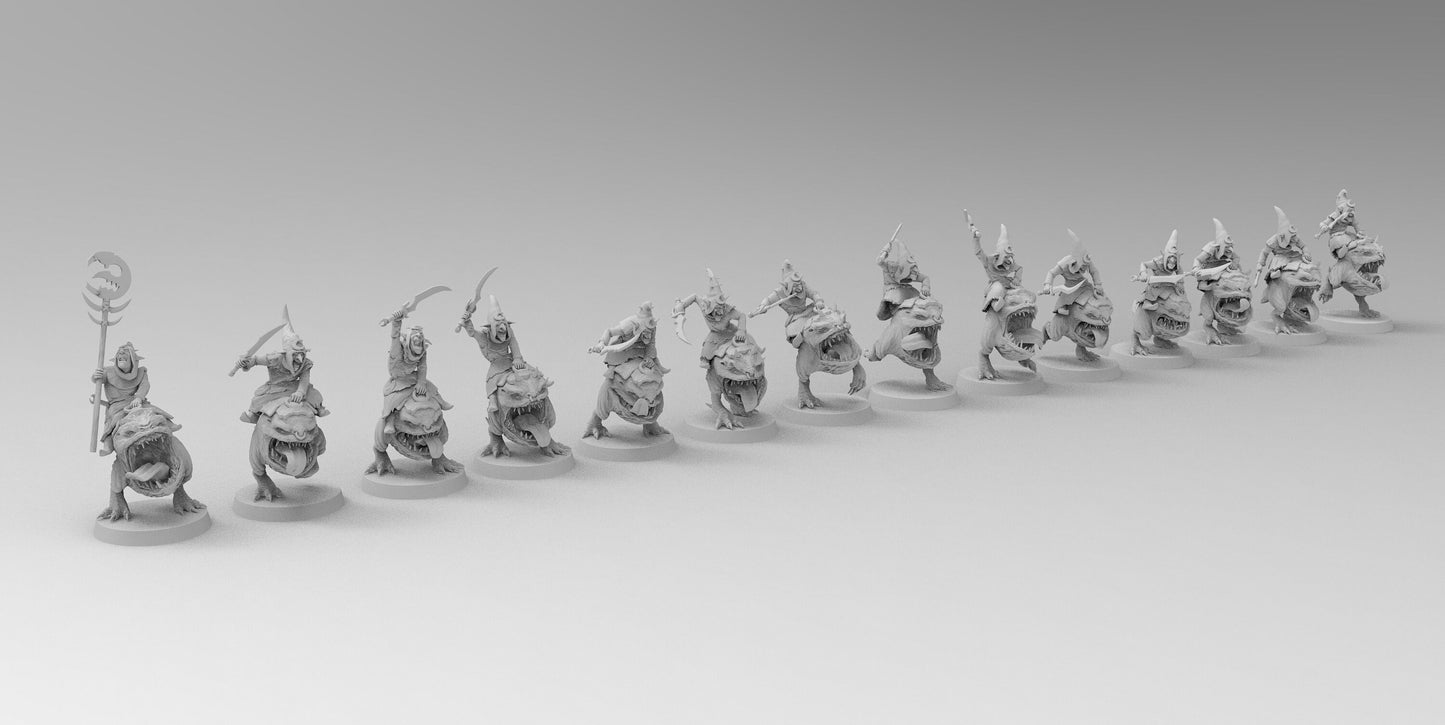 Night Shift Goblin Beast Riders | Greenskins | Resin 3D Printed Miniatures | EmanG | Table Top Gaming | RPG | D&D | Pathfinder