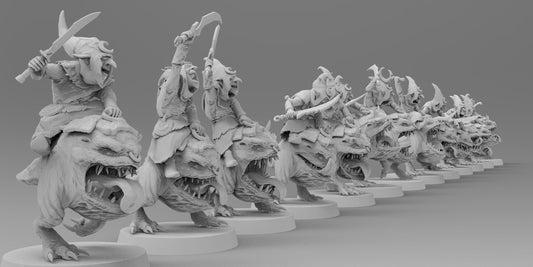 Night Shift Goblin Beast Riders | Greenskins | Resin 3D Printed Miniatures | EmanG | Table Top Gaming | RPG | D&D | Pathfinder