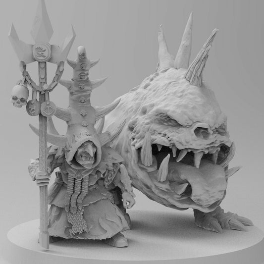 Night Shift Goblin Mage with Pet | Gitz and Gobboz | Resin 3D Printed Miniatures | EmanG | Table Top Gaming | RPG | D&D | Pathfinder