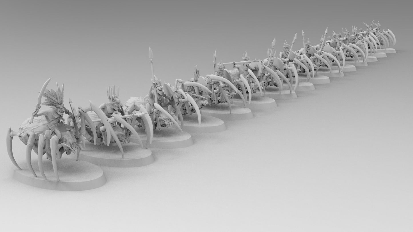 Goblin Spider Cavalry | Greenskins | Resin 3D Printed Miniatures | EmanG | Table Top Gaming | RPG | D&D | Pathfinder