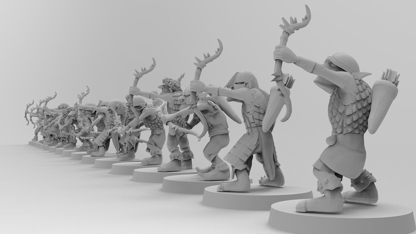 Goblin Archers | Greenskins | Resin 3D Printed Miniatures | EmanG | Table Top Gaming | RPG | D&D | Pathfinder