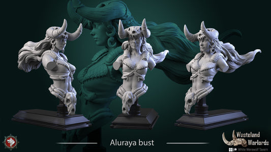 Aluraya | Wasteland Warlords | Bust | Resin 3D Printed Miniature | White Werewolf Tavern