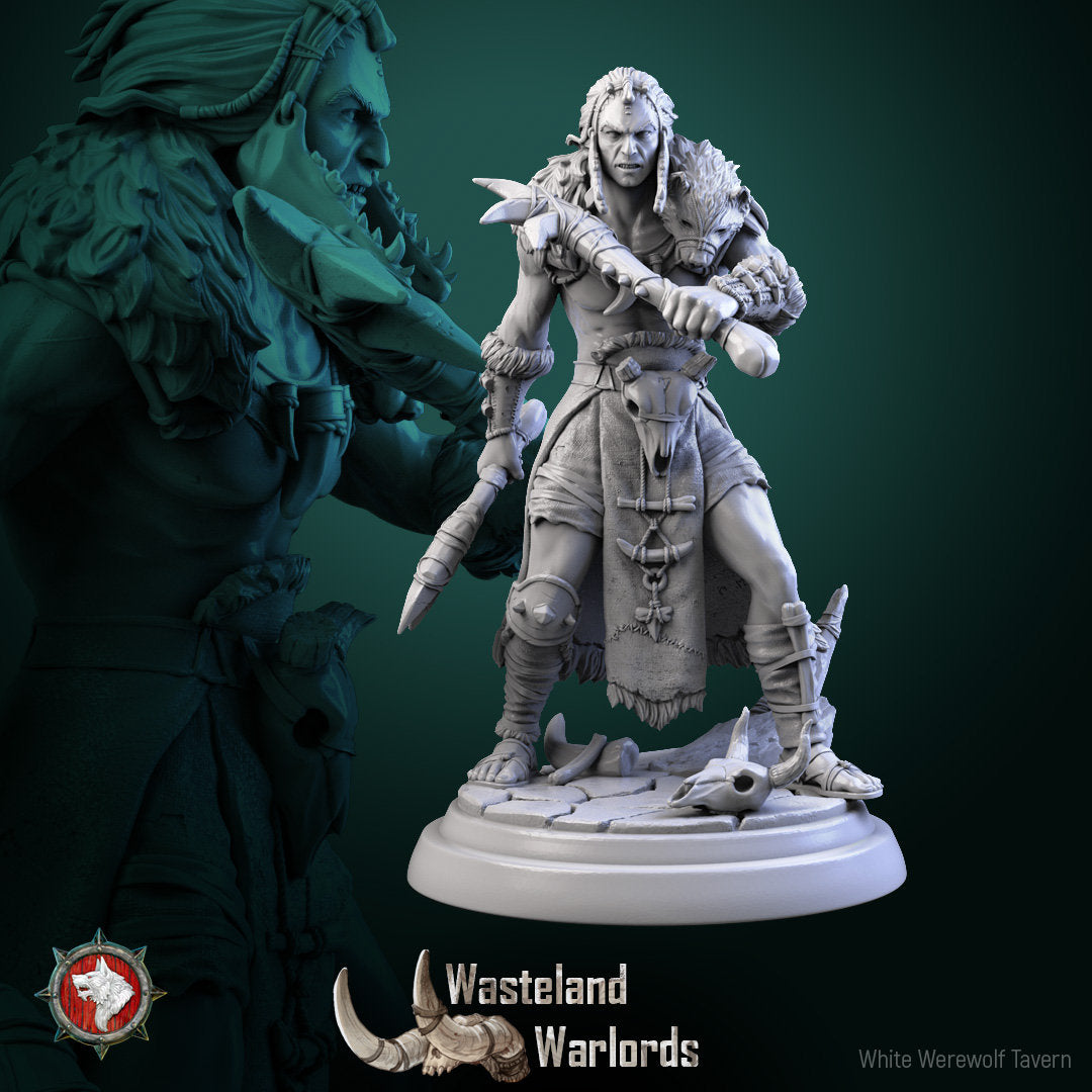 Barbarian Warlords Set | Wasteland Warlords | Resin 3D Printed Miniature | White Werewolf Tavern