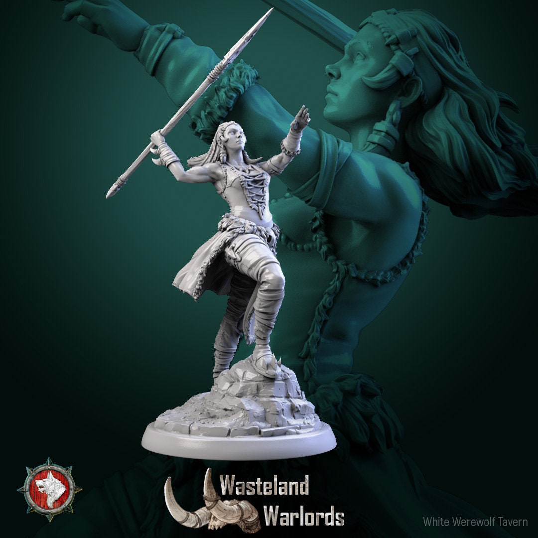 Female Barbarians Set | Six Poses | Wasteland Warlords | Resin 3D Printed Miniature | White Werewolf Tavern
