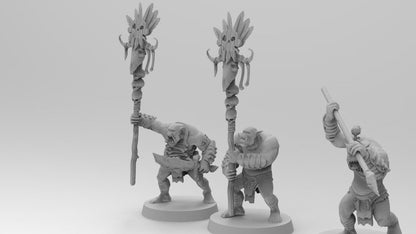 Wild Orc Fighters - Spears | Greenskins | Resin 3D Printed Miniatures | EmanG | Table Top Gaming | RPG | D&D | Pathfinder