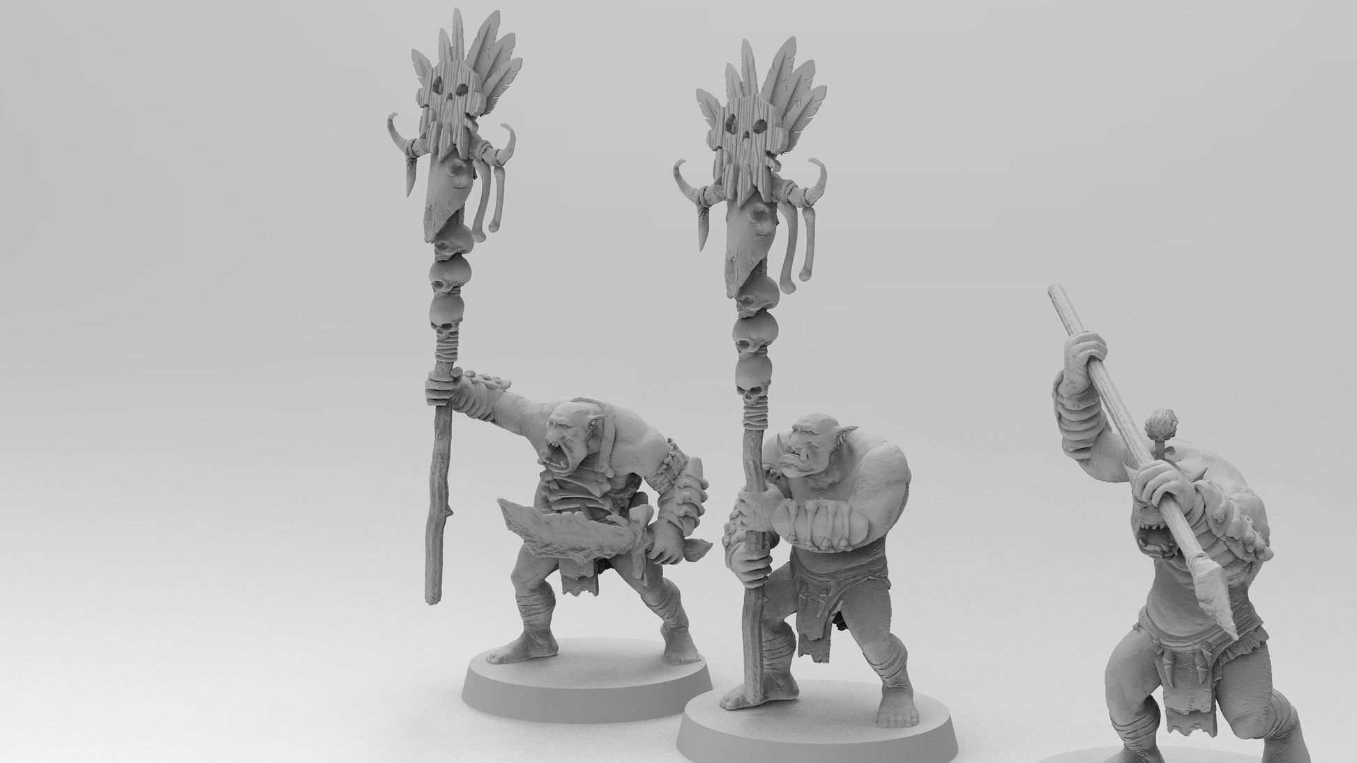 Wild Orc Fighters - Weapon/Shield | Greenskins | Resin 3D Printed Miniatures | EmanG | Table Top Gaming | RPG | D&D | Pathfinder