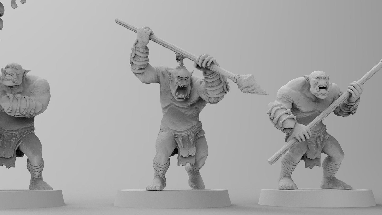 Wild Orc Fighters - Spears | Greenskins | Resin 3D Printed Miniatures | EmanG | Table Top Gaming | RPG | D&D | Pathfinder