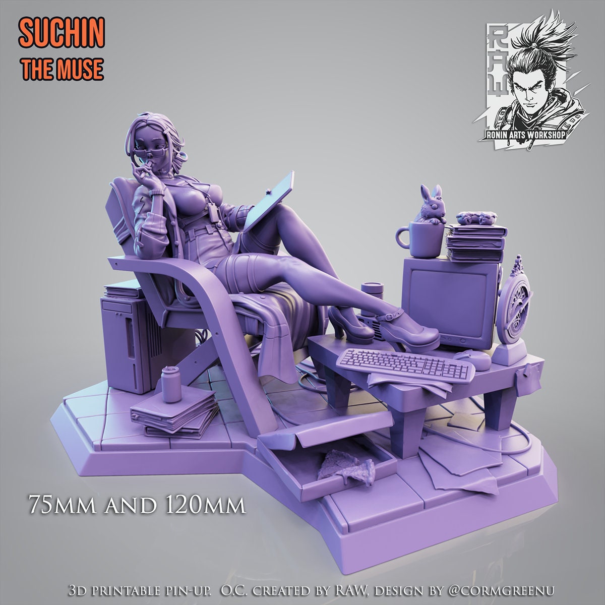 Doctor Suchin | Muse Pinups | Clothed or Nude | Resin 3D Printed Pinup | Ronin Arts Workshop