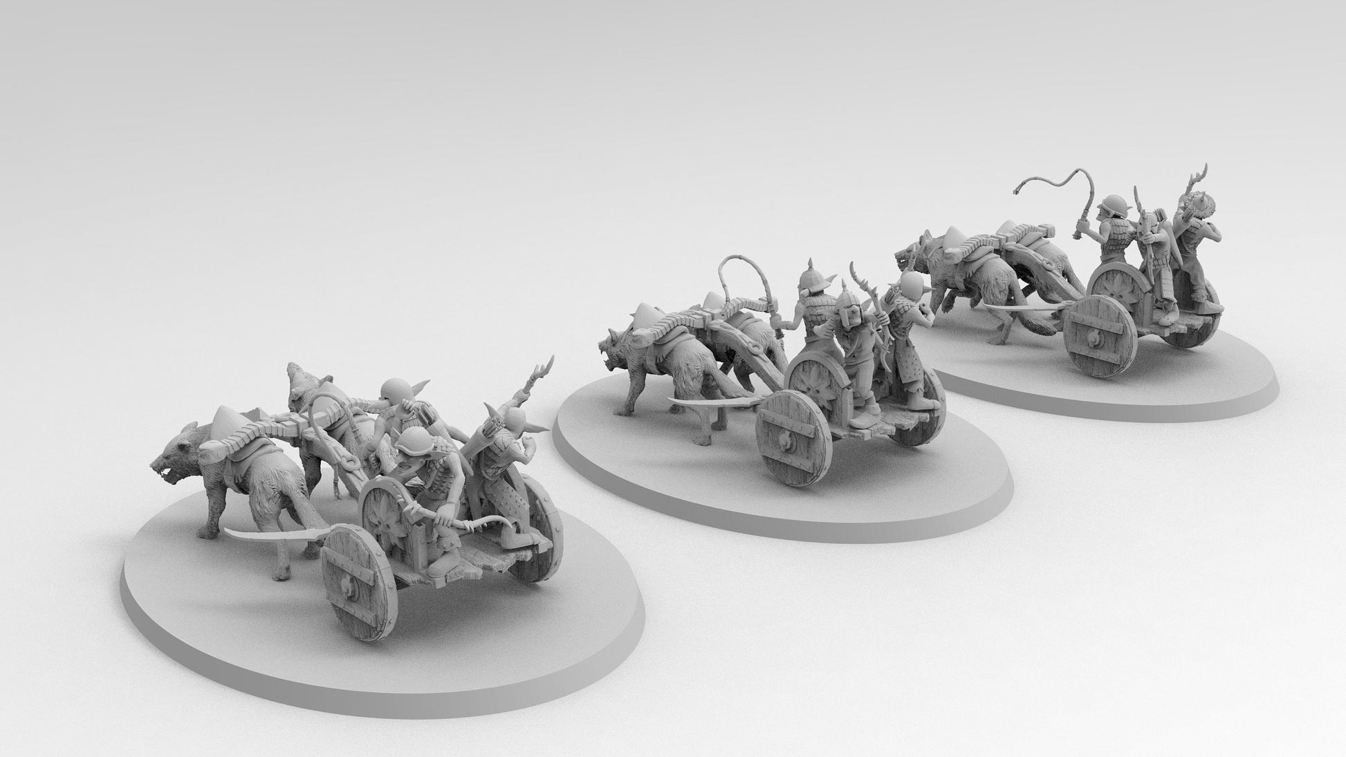 Goblin Wolf Chariots | 3 Variations | Resin 3D Printed Miniatures | EmanG | Table Top Gaming | RPG | D&D | EmanG