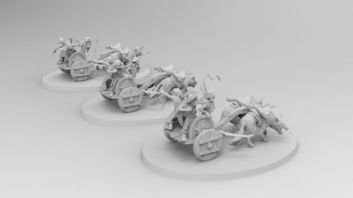 Goblin Wolf Chariots | 3 Variations | Resin 3D Printed Miniatures | EmanG | Table Top Gaming | RPG | D&D | EmanG