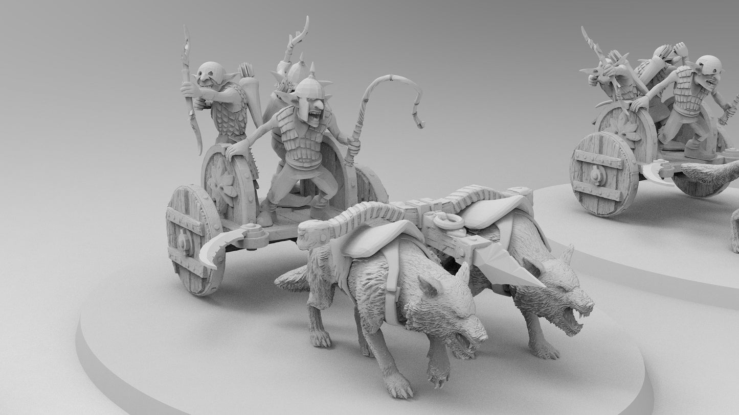 Goblin Wolf Chariots | 3 Variations | Resin 3D Printed Miniatures | EmanG | Table Top Gaming | RPG | D&D | EmanG