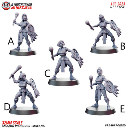Amazon Macana Warriors | Resin 3D Printed Miniatures | Kyoushuneko | Table Top Gaming | RPG | D&D | Pathfinder