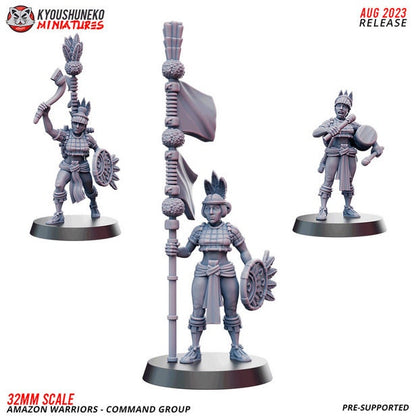 Amazon Spear Warriors | Resin 3D Printed Miniatures | Kyoushuneko | Table Top Gaming | RPG | D&D | Pathfinder