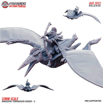 Amazon Terradon Riders | Resin 3D Printed Miniatures | Kyoushuneko | Table Top Gaming | RPG | D&D | Pathfinder