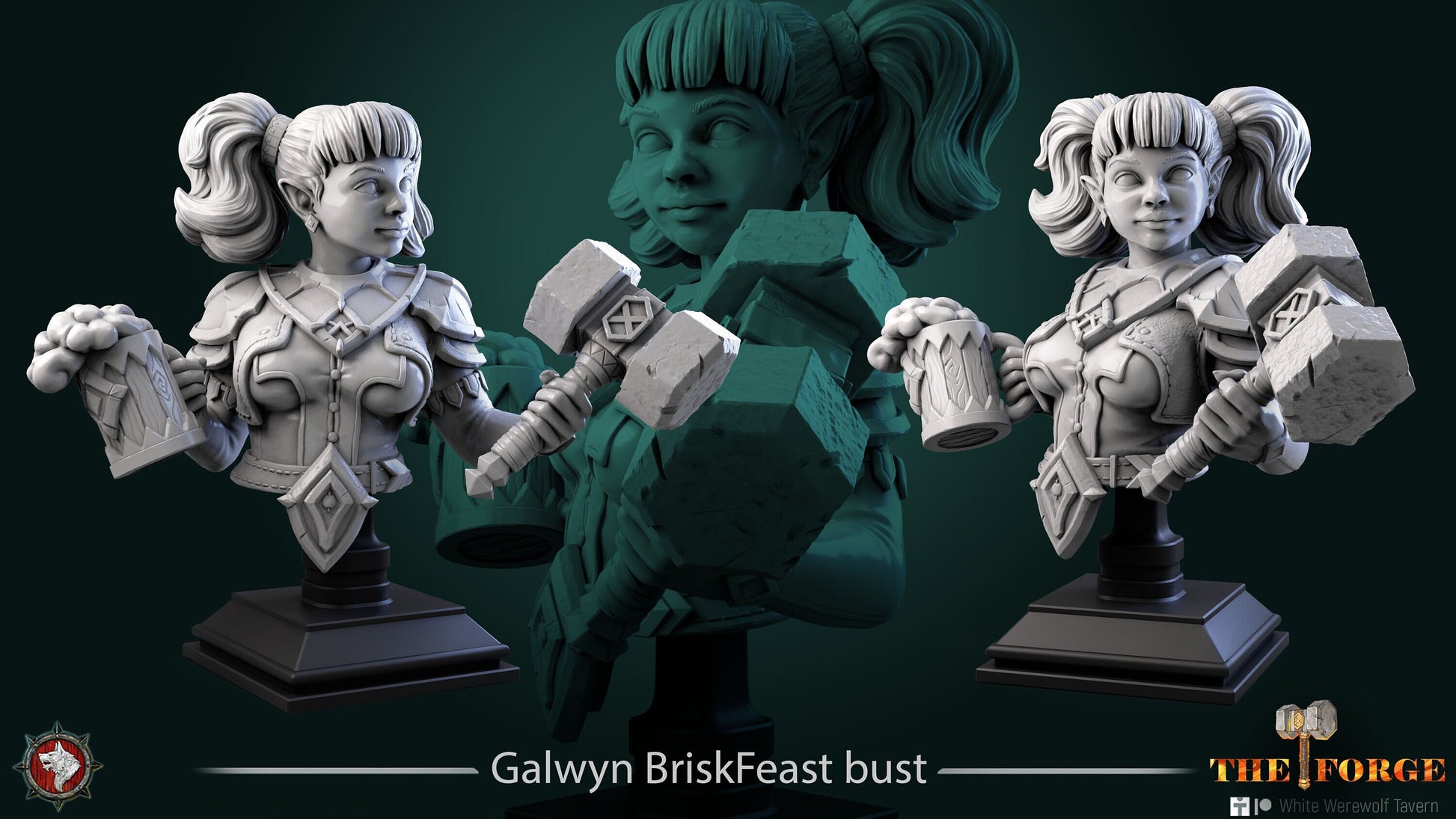 Galwyn BriskFeast Bust | Bust | Resin 3D Printed Miniature | White Werewolf Tavern
