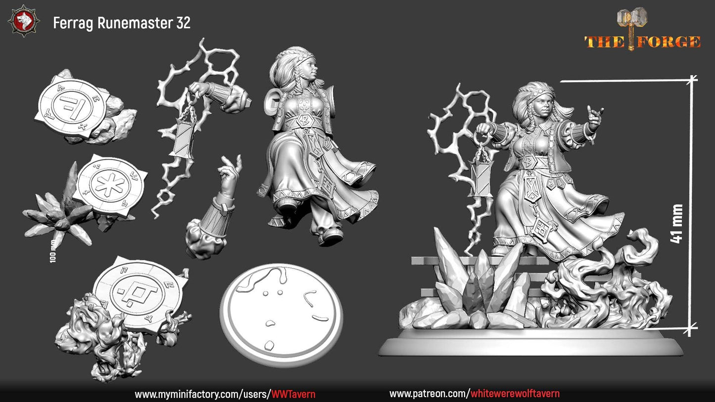 Ferrag Runemaster | The Forge | Multiple Scales | Resin 3D Printed Miniature | White Werewolf Tavern | RPG | D&D | DnD