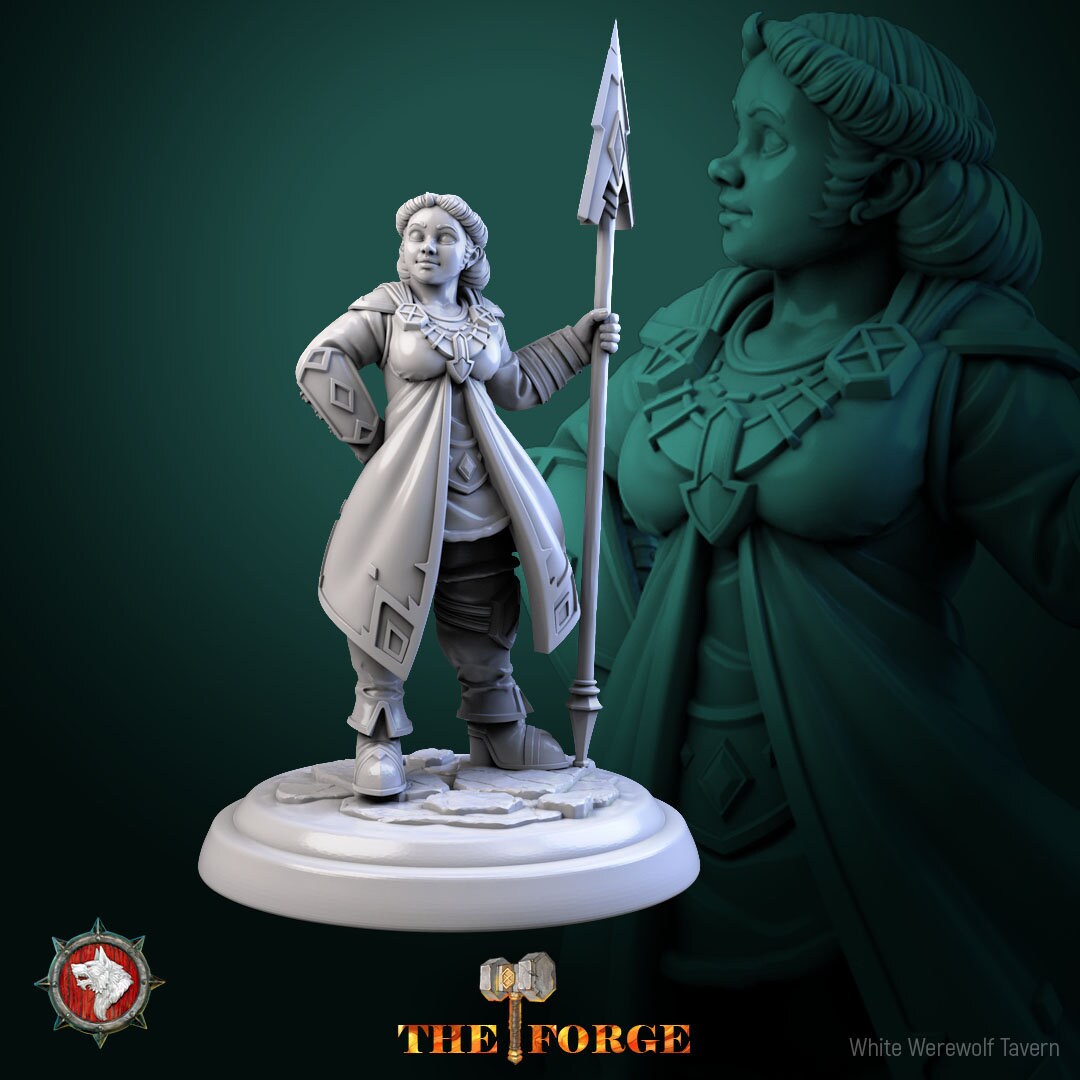 Dwarven Female Warrior Set | The Forge | Resin 3D Printed Miniature | White Werewolf Tavern | RPG | D&D | DnD
