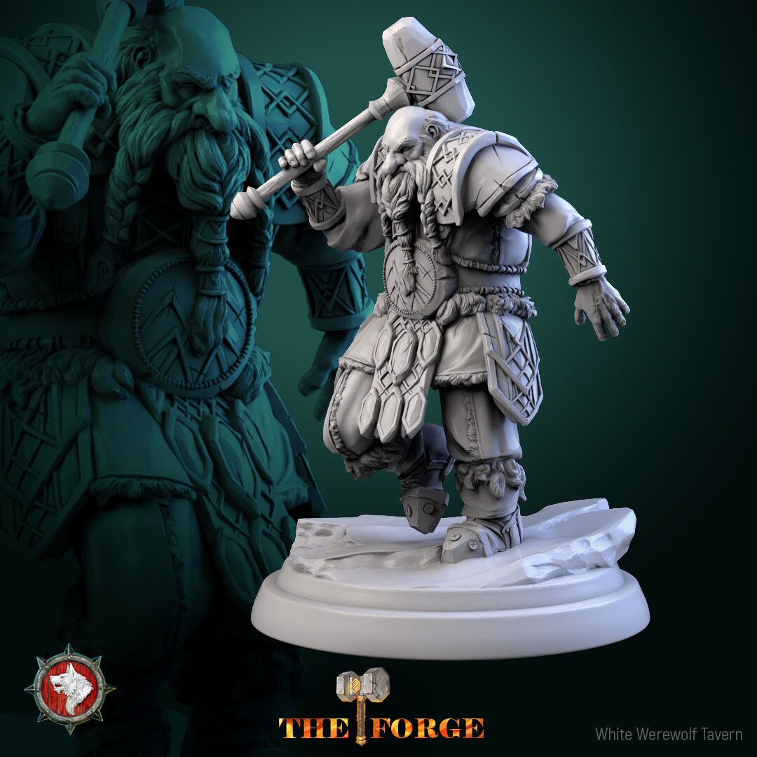 Mountain Dwarf Warriors Set | The Forge | Resin 3D Printed Miniature | White Werewolf Tavern | RPG | D&D | DnD