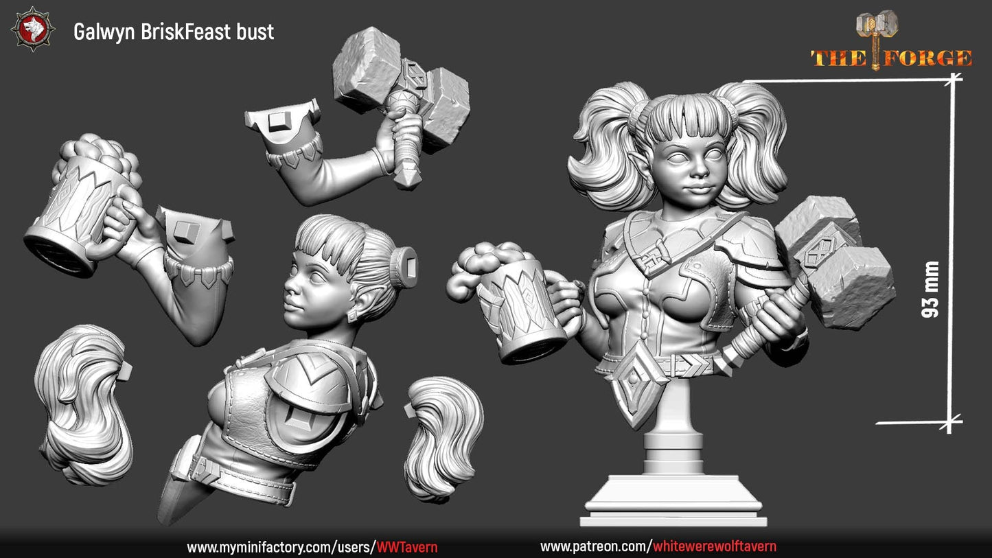 Galwyn BriskFeast Bust | Bust | Resin 3D Printed Miniature | White Werewolf Tavern