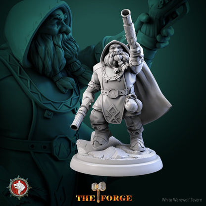 Dwarf Gunslinger Set | The Forge | Resin 3D Printed Miniature | White Werewolf Tavern | RPG | D&D | DnD