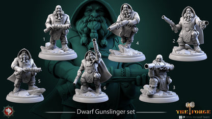 Dwarf Gunslinger Set | The Forge | Resin 3D Printed Miniature | White Werewolf Tavern | RPG | D&D | DnD