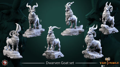 Dwarven Goat Set | The Forge | Resin 3D Printed Miniature | White Werewolf Tavern | RPG | D&D | DnD