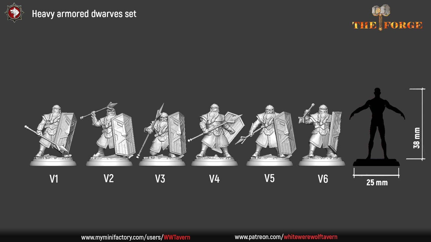 Heavy Armored Dwarves Set | The Forge | Resin 3D Printed Miniature | White Werewolf Tavern | RPG | D&D | DnD