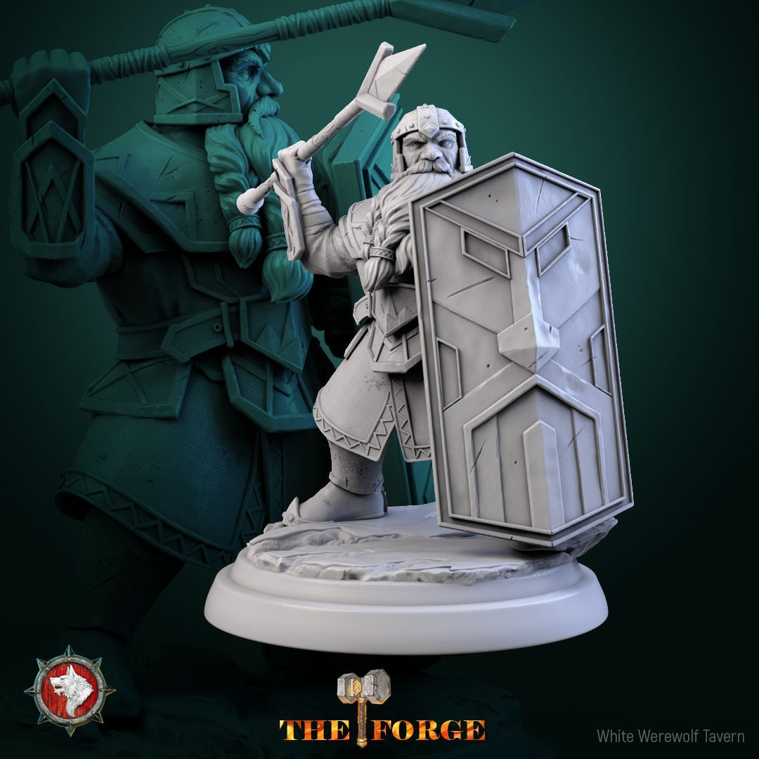 Heavy Armored Dwarves Set | The Forge | Resin 3D Printed Miniature | White Werewolf Tavern | RPG | D&D | DnD
