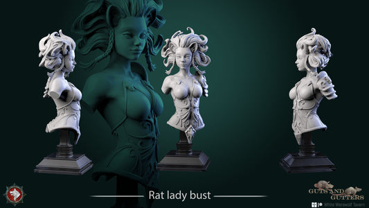 Rat Lady | Guts and Gutters | Bust | Resin 3D Printed Miniature | White Werewolf Tavern