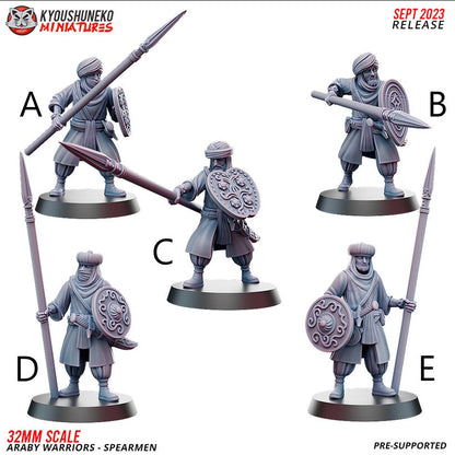 Araby Spearmen | Resin 3D Printed Miniatures | Kyoushuneko | Table Top Gaming | RPG | D&D | Pathfinder