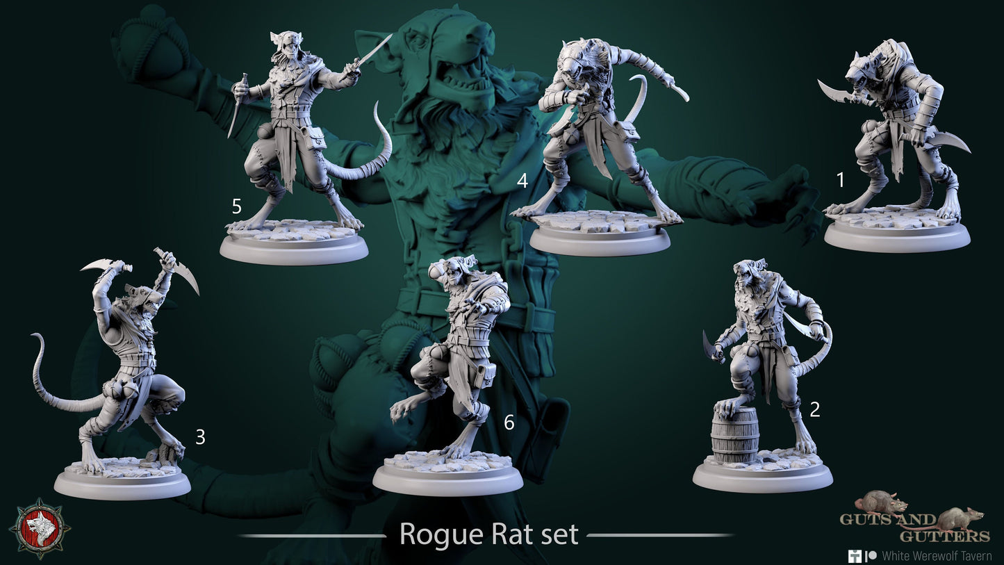 Rogue Rat Set | Guts And Gutters | Resin 3D Printed Miniature | White Werewolf Tavern | RPG | D&D | DnD