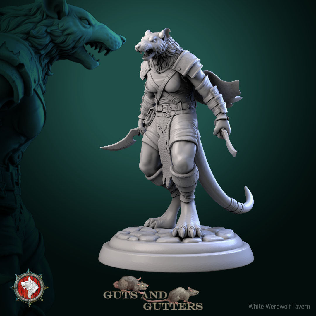 Rat Female Asassins Set | Guts And Gutters | Resin 3D Printed Miniature | White Werewolf Tavern | RPG | D&D | DnD