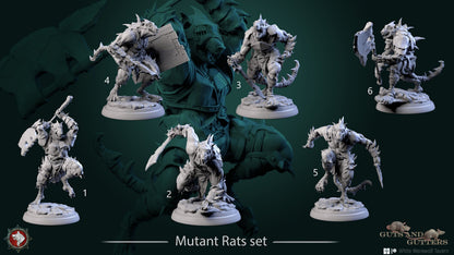Mutant Rats Set | Guts And Gutters | Resin 3D Printed Miniature | White Werewolf Tavern | RPG | D&D | DnD