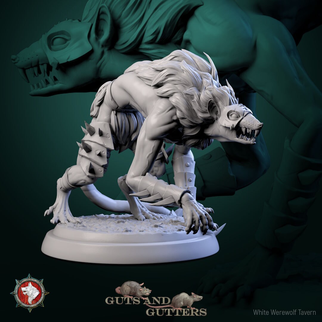 Mutant Rat Mount Set | Guts And Gutters | Resin 3D Printed Miniature | White Werewolf Tavern | RPG | D&D | DnD