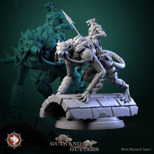 Mutant Rat Rider | Guts And Gutters | Resin 3D Printed Miniature | White Werewolf Tavern | RPG | D&D | DnD