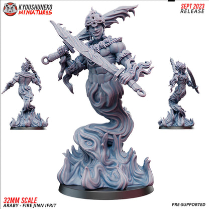 Fire Djinn Ifrit | Araby| Resin 3D Printed Miniatures | Kyoushuneko | Table Top Gaming | RPG | D&D | Pathfinder