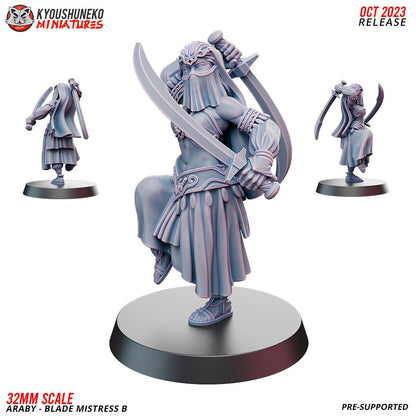 Araby Blade Mistresses - Three Poses | Resin 3D Printed Miniatures | Kyoushuneko | Table Top Gaming | RPG | D&D | Pathfinder