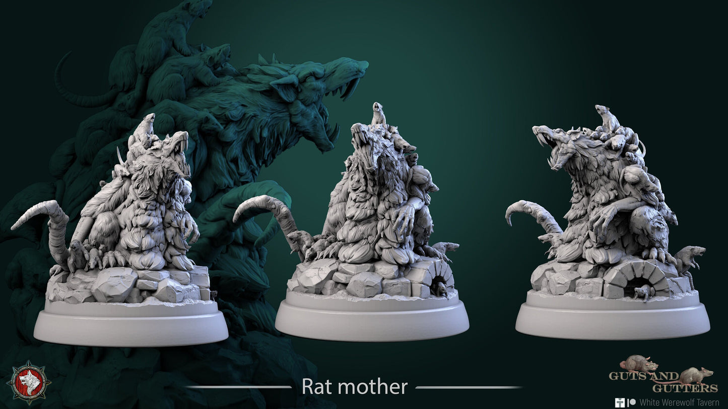 Rat Mother | Guts And Gutters | Resin 3D Printed Miniature | White Werewolf Tavern | RPG | D&D | DnD
