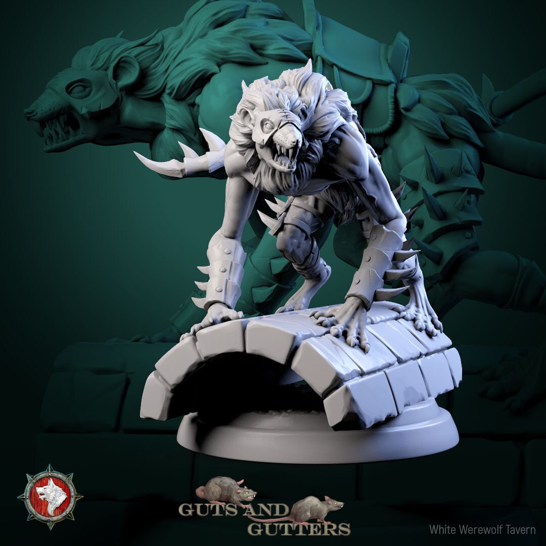 Mutant Rat Mount Set | Guts And Gutters | Resin 3D Printed Miniature | White Werewolf Tavern | RPG | D&D | DnD